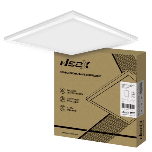 Панель светодиодная универсальная ДВО-02 4040-ОПАЛ 40Вт 230В 4000К 595х595мм NEOX - Фото