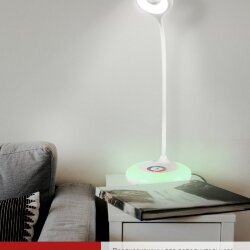 Светильник настольный светодиодный аккумуляторный ССО 11Б 8Вт 6500К 640Лм RGB-подсветка, сенсор-диммер, USB-кабель БЕЛЫЙ IN HOME