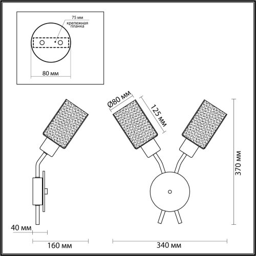 Бра «LUMION» 4492/2W, серия: FERN (крепление на планке). Фото 2.