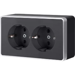 Розетка двойная с заземлением Gallant черный с серебром W5072134 W5072134