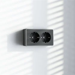 Розетка двойная с заземлением Gallant черный с серебром W5072134 W5072134