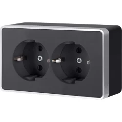 Розетка двойная с заземлением Gallant черный с серебром W5072134 W5072134