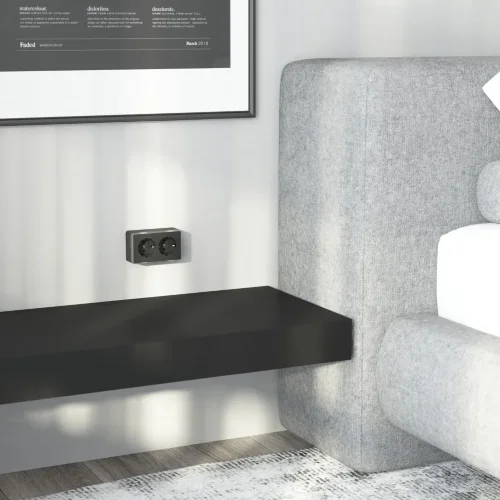 Розетка двойная с заземлением Gallant черный с серебром W5072134 W5072134 - фото 2