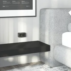 Розетка двойная с заземлением Gallant черный с серебром W5072134 W5072134