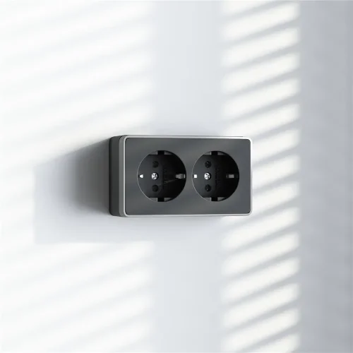 Розетка двойная с заземлением Gallant черный с серебром W5072134 W5072134 - фото 3