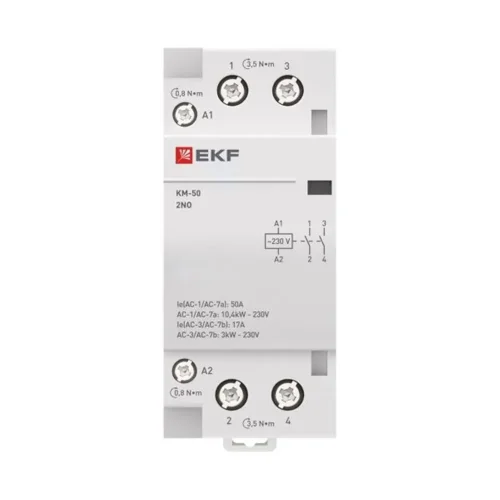 Контактор модульный КМ 50А 2NО (2 мод.) EKF km-2-50-20 - фото 3