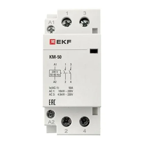 Контактор модульный КМ 50А 2NО (2 мод.) EKF km-2-50-20 - фото 5