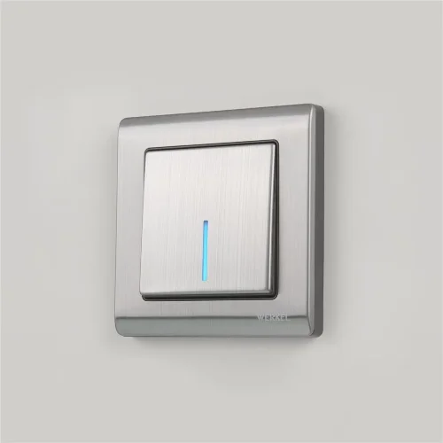 Выключатель одноклавишный проходной с подсветкой глянцевый никель W1112102 - фото 2