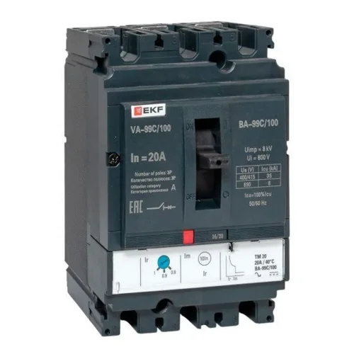 Выключатель автоматический 3п 100/20А 36кА ВА-99C Compact NS PROxima EKF mccb99C-100-20 - фото