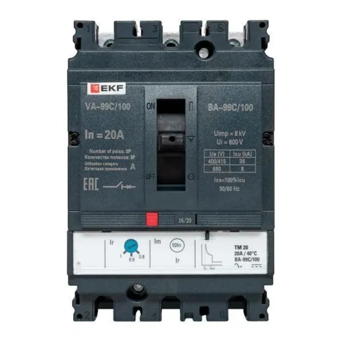 Выключатель автоматический 3п 100/20А 36кА ВА-99C Compact NS PROxima EKF mccb99C-100-20 - фото 5