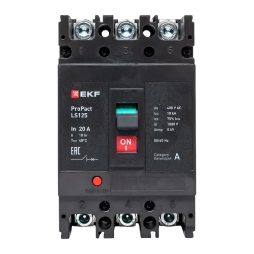 Выключатель автоматический 3п 20А 18кА LS125 ProPact EKF mccb-125-18-3-20-ls - фото 5