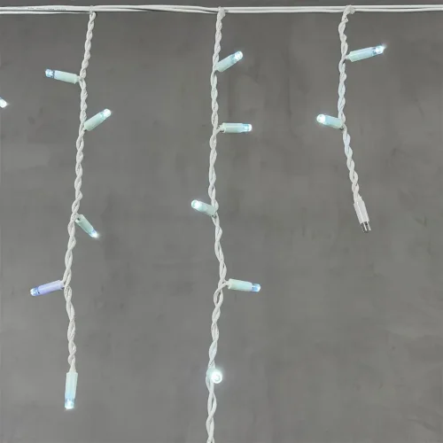 Гирлянда Бахрома 3,1 x 0,5 м Белая с Мерцанием Белого Диода 220В, 120 LED, Провод Белый Каучук, IP65. Фото 2.