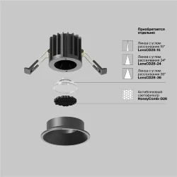 Встраиваемый светильник Round 4000K 7W 50° (Черный)