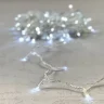 Гирлянда Нить с Колпачком 10м Белая с Мерцанием Белого Диода 220В, 100 LED, Провод Прозрачный ПВХ, IP65. Фото 6.