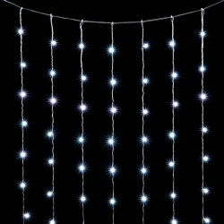 Гирлянда Занавес Облегченный 2 x 2 м Белый 220В, 400 LED, Провод Прозрачный ПВХ, IP54