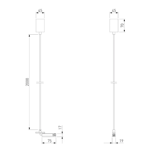 Titan Line Подвесной комплект для подключения трековой системы освещения к питанию титан боковой 85009/00 85009/00 - фото 4