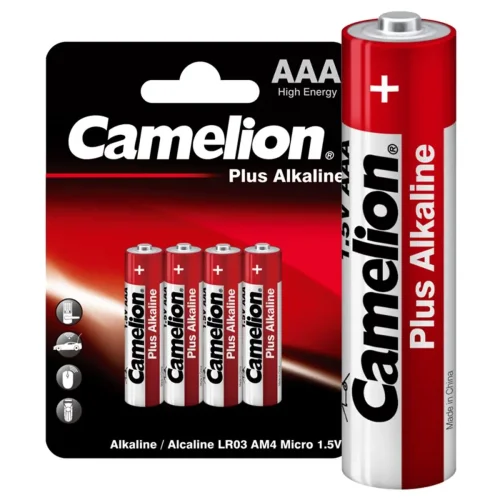 Элемент питания алкалиновый AAA/LR03 1.5В Plus Alkaline LR03-BP4 BL-4 (блист.4шт) Camelion 7369 - фото