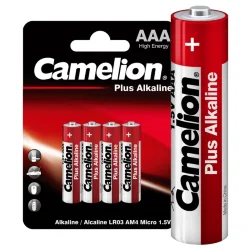 Элемент питания алкалиновый AAA/LR03 1.5В Plus Alkaline LR03-BP4 BL-4 (блист.4шт) Camelion 7369