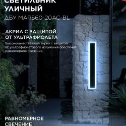 Светильник уличный светодиодный ДБУ MARS60-20AC-ВL 20Вт 3CCT 600x80 IP54 черный IN HOME