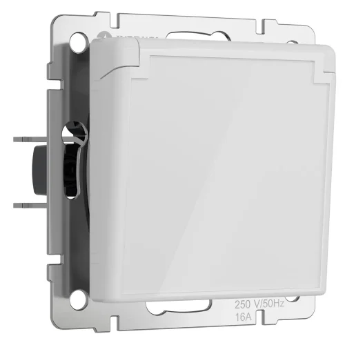 Розетка влагозащ. с зазем. с защит. крышкой и шторками (белый акрил) W1171241 - фото