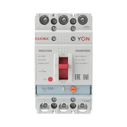 Выключатель автоматический MGS125 3P 40-50A 25kA YON MGS125M-3TAMF0050 - фото 2