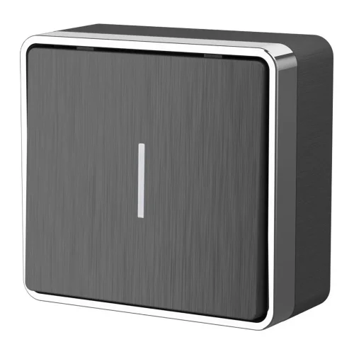 Выключатель одноклавишный с подсветкой Gallant графит рифленый W5010104 - фото