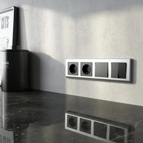 Рамка из поликарбоната на 4 поста Stark серебряный W0041806 - фото 3