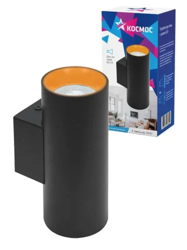Светильник светодиодный FixtGU10_003Black под 2 лампы GU10 накладной черн. КОСМОС KFixtGU10_003Black - фото