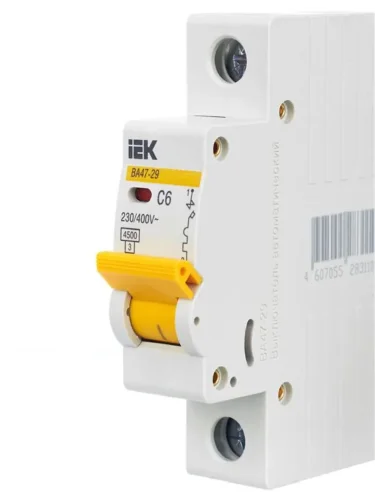 Выключатель автоматический модульный 1п C 6А 4.5кА ВА47-29 KARAT IEK MVA20-1-006-C - фото 8