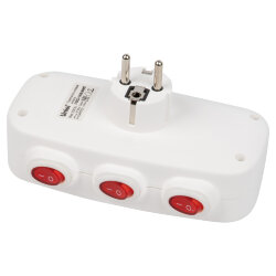 S-GES3-16OB WHITE Разветвитель сетевой с выключателем, с-з, 3 гнезда, 16А, 3500Вт, Белый
