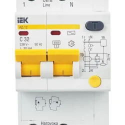 Выключатель автоматический дифференциального тока 2п C 32А 30мА тип AC 4.5кА АД-12 KARAT IEK MAD10-2-032-C-030