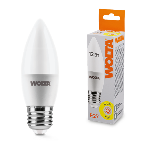 Светодиодная лампа WOLTA 25YC12E27 12Вт 3000K Е27 - фото 1.