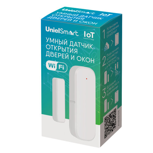 USN-A510 OS-WF WHITE Умный датчик открытия дверей и окон Wi-Fi, на батарейках AAAx2 н-к, PUSH оповещение, Накладной, Белый, Голосовое управление+приложение UnielSmart, TM Uniel - фото 7