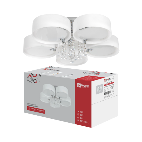 Люстра под лампу MODERN LIMA-CL-5E27-CH 5хЕ27 белый плафон, хромированный IN HOME - Фото