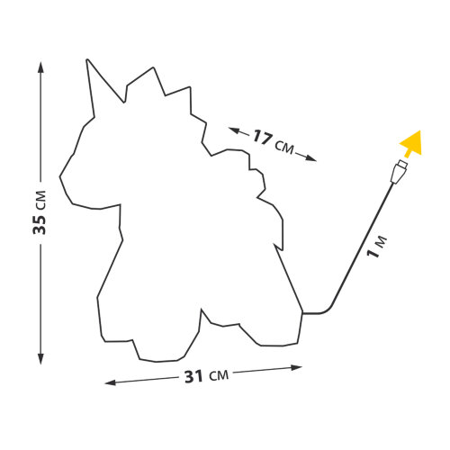 ULD-R503 USB-RGB UNICORN Светильник декоративный Единорог, с USB проводом, 60 светодиодов, RGB свет, Цвет корпуса радужный, TM Uniel - фото 7