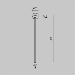 Подвес на жёстком основании с потолочной чашей для системы Shelf (Черный) CA030C-SL-L500-B