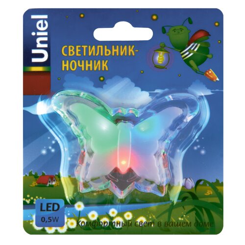 DTL-308-Бабочка-RGB-3LED-0.5W Светильник-ночник, Без выключателя, Блистер - фото 6