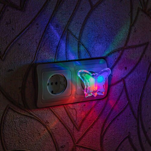 DTL-308-Бабочка-RGB-3LED-0.5W Светильник-ночник, Без выключателя, Блистер - фото 4