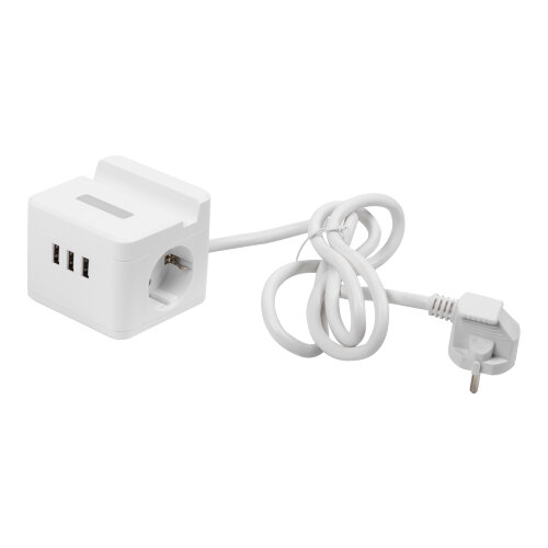 S-GCD2-1.5SBUH WHITE Удлинитель серии Standard, с-з, шнур 1.5м, 2 гнезда, 3 USB, 16А, держатель для телефона, Белый - фото 2