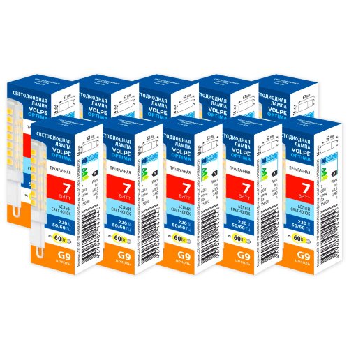 LED-JCD-7W-4000K-G9-CL-SLS SET10 Лампа светодиодная, Форма JCD, прозрачная, Серия Optima, Белый свет 4000K, Упаковка 10 штук - фото 1