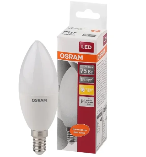 Лампа светодиодная LS 7.5W/4000K (=75W) E14 | LED Star 2Y | Свеча | - OSRAM. Фото