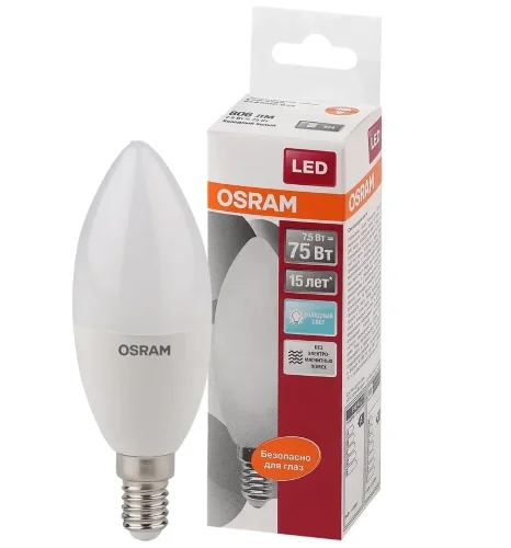 Лампа светодиодная LS 7.5W/4000K (=75W) E14 | LED Star 2Y | Свеча | - OSRAM. Фото 2