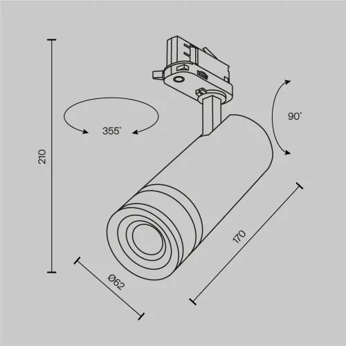 Трековый светильник Фокус Зум / Focus Zoom Trinity 4000K 20Вт 15-60° (Черный) TR198-3-20W4K-Z-B - фото 3