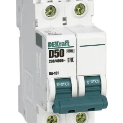 Выключатель автоматический модульный 2п D 50А 4.5кА ВА-101 DEKraft 11119DEK