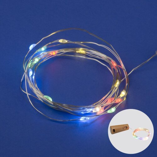 ULD-S0200-020-SСR-3LR MULTI IP20 WINESTOPPER Гирлянда светодиодная Роса с пробкой на батарейках 3xLR44в-к, 2м, 20 светодиодов, Разноцветный свет, Провод медный, TM Uniel - фото 1