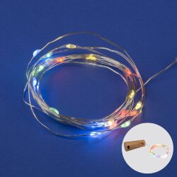 ULD-S0200-020-SСR-3LR MULTI IP20 WINESTOPPER Гирлянда светодиодная Роса с пробкой на батарейках 3xLR44в-к, 2м, 20 светодиодов, Разноцветный свет, Провод медный, TM Uniel
