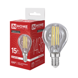 Лампа светодиодная LED-ШАР-deco 15Вт 230В Е14 4000К 1435Лм прозрачная IN HOME