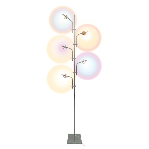 ULM-T640 5x2W-3000K CHROME MULTICOLOR Торшер напольный светодиодный, c регулировкой наклона, с линзами, Сменные светофильтры в-к, Механический выключатель, Металл, Хром - фото 2