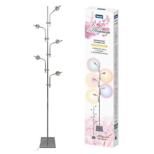 ULM-T640 5x2W-3000K CHROME MULTICOLOR Торшер напольный светодиодный, c регулировкой наклона, с линзами, Сменные светофильтры в-к, Механический выключатель, Металл, Хром - фото 4