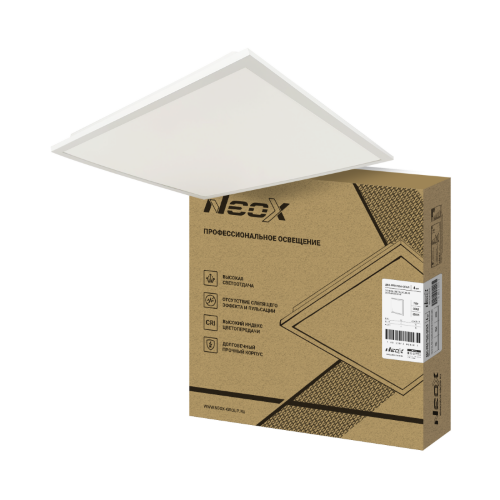 Панель светодиодная встраиваемая ДВО-PRO 7565-ОПАЛ 75Вт 6500К 100лм/Вт CRI80 IP40 595х595х30мм NEOX - Фото